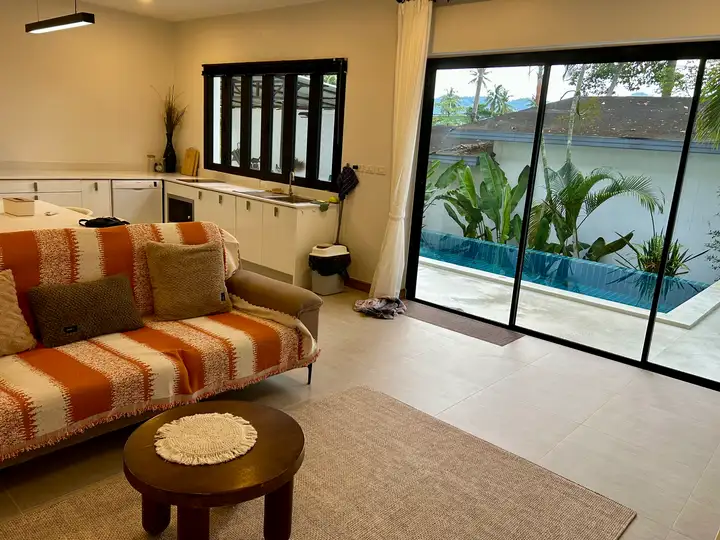 Villa Mia 3 Bedroom Villa for Rent | Kitchen and Living Room